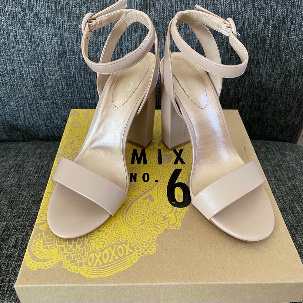 MIX NO 6 “Camian” Nude Chunky Heel Sandal